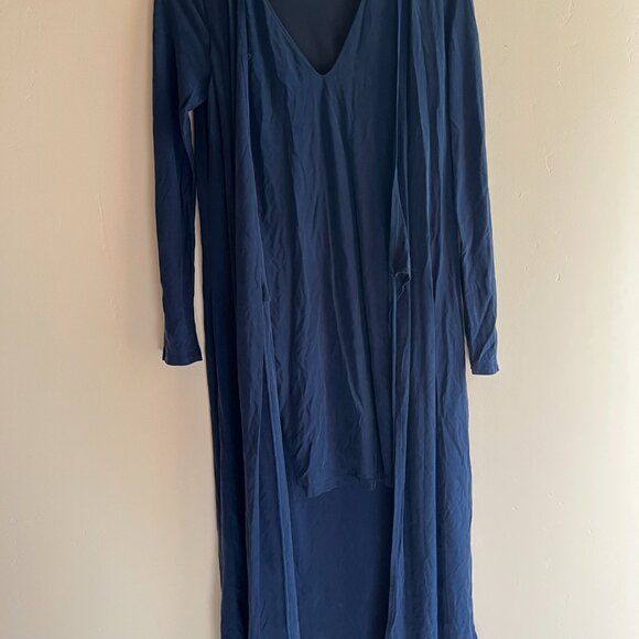 Zara Blue Wrap Duster Dress Resort Vacation Office Chic corpcore ethereal flowy - Picture 4 of 11